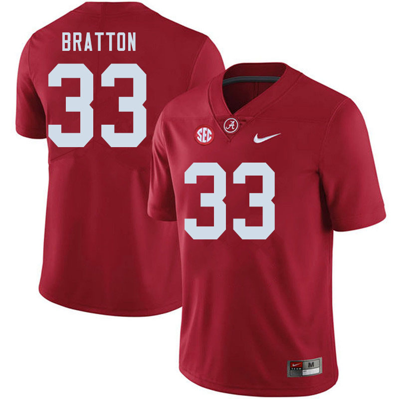 Alabama Crimson Tide Men's Jackson Bratton #33 Crimson NCAA Nike Authentic Stitched 2020 College Football Jersey UM16K63FA
